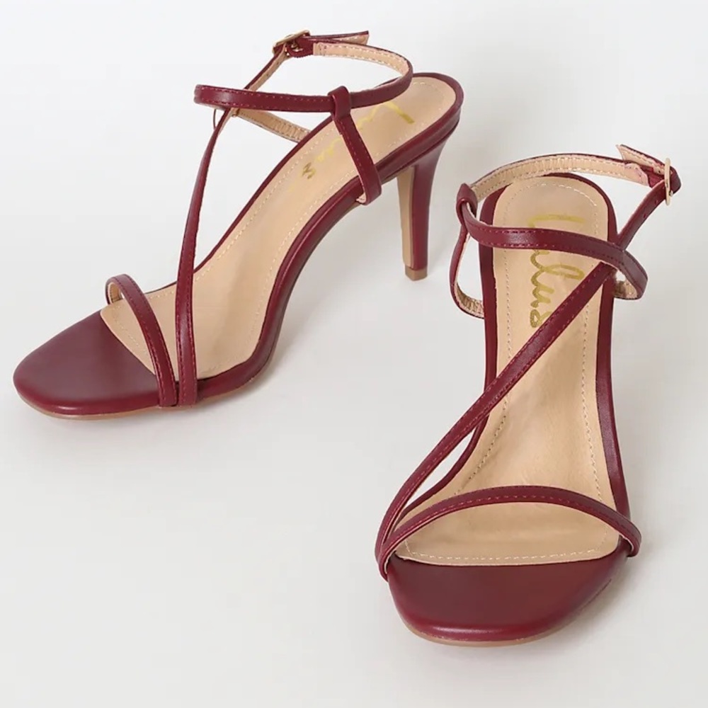 8.5-Lulus Dannay Wine High Heel Sandals - Picture 2 of 5
